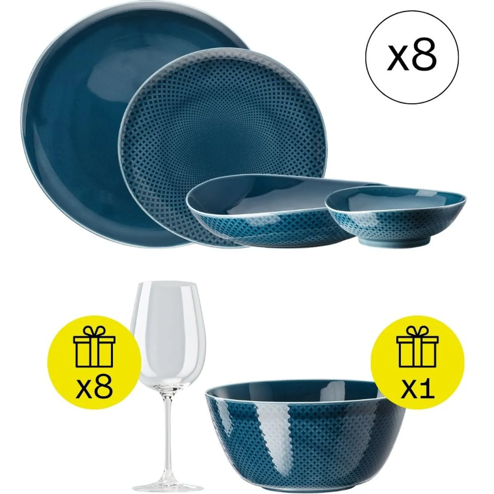 Best Rosenthal Modernes Tafelservice für 8, 32-tlg. Geschirr-Set mit Geschenk