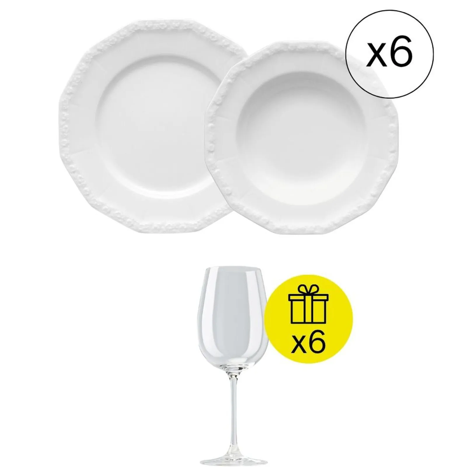 Rosenthal Traditionelles Tafelservice für 6, 12-tlg. Geschirr-Set mit Geschenk